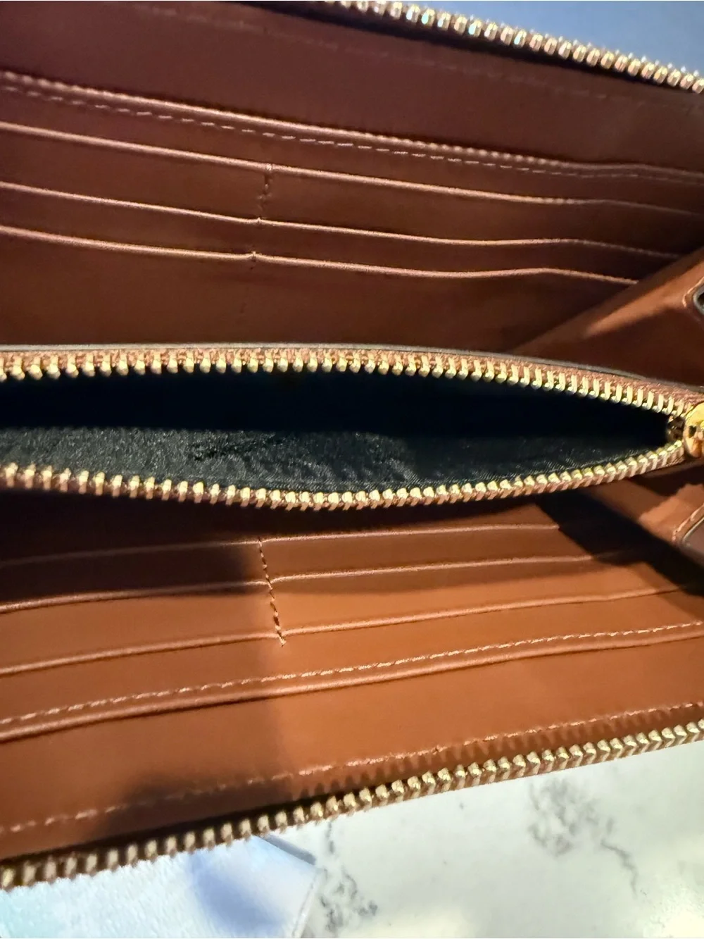 Burberry Brown Embossed Zip-Around Card Holder
